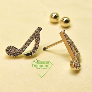 White.Baguette Diamonds 18K Yellow Gold Earrings on 925 Silver